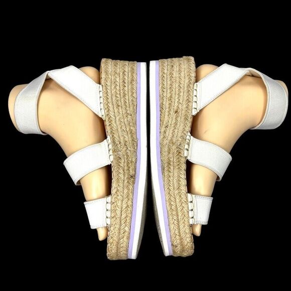 Dolce Vita Lury White Fabric Elastic‎ Platform Wedge Espadrille Womens Size 9M - Picture 4 of 11